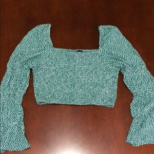 Blue Rain Long Sleeve Crop Top